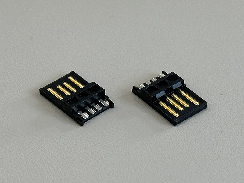 USB2.0 AM焊线式P1&4焊杯加宽黑色镀金30u”