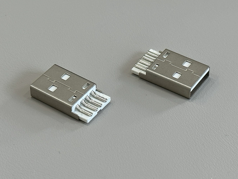 USB2.0 AM一体式焊线式白色镀金G/F外壳镀亮镍
