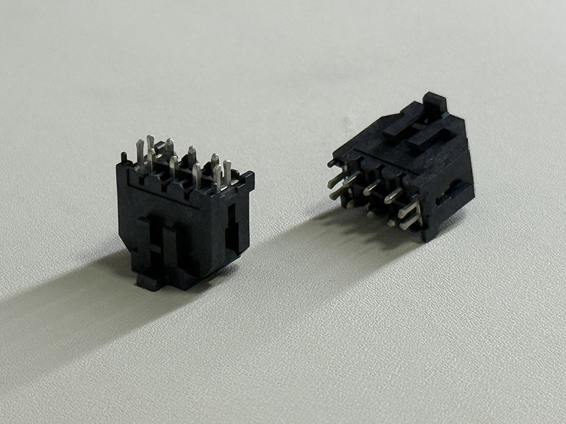 Micro FIT3.0直立式双排针座带柱子 带鱼叉镀锡100u” 2x3PIN外漏2.1MM