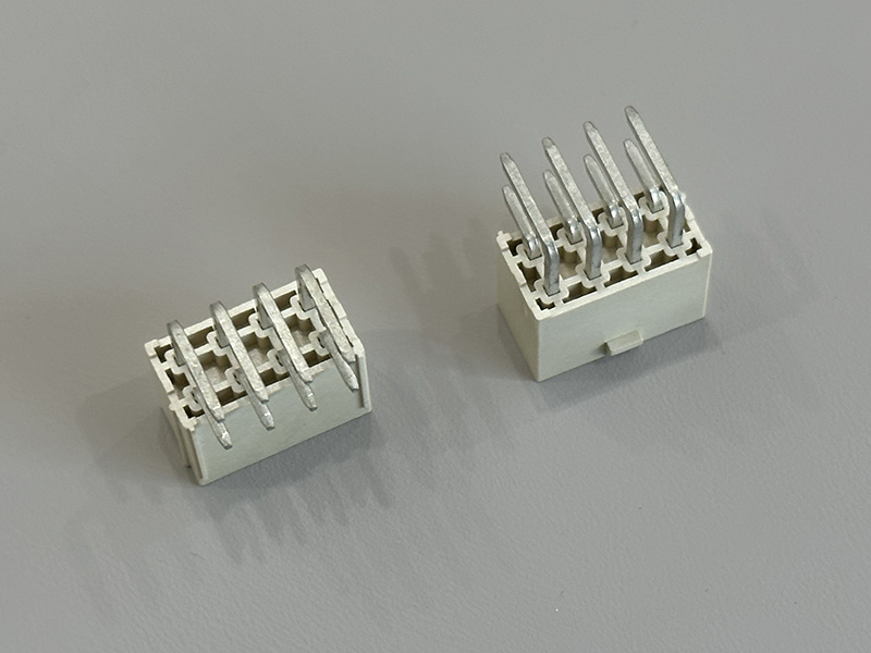 PH4.2双排 2*4P本色弯头针座镀锡100u”外漏3.5MM 带台阶