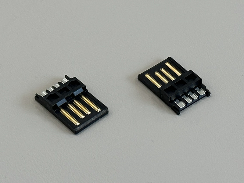 USB2.0 AM焊线式P1&4焊杯加宽黑色镀金15u”